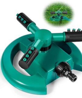 Roktry Garden Sprinkler-Automatic Lawn Water Sprinklers for Yard 360 Degree 3- Arm Rotating Sprinkler System (Multi)