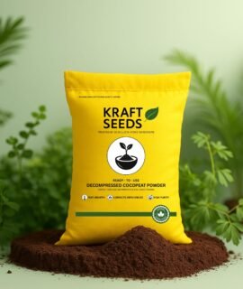 Kraft Seeds Cocopeat 5kg Ready to Use - Organic Coconut Coir Fiber Growing Medium, Cocopeat Block for Home Gardening & Potted Plants, Potting Soil Mix, 100% Natural Soil Conditioner, Eco-Friendly